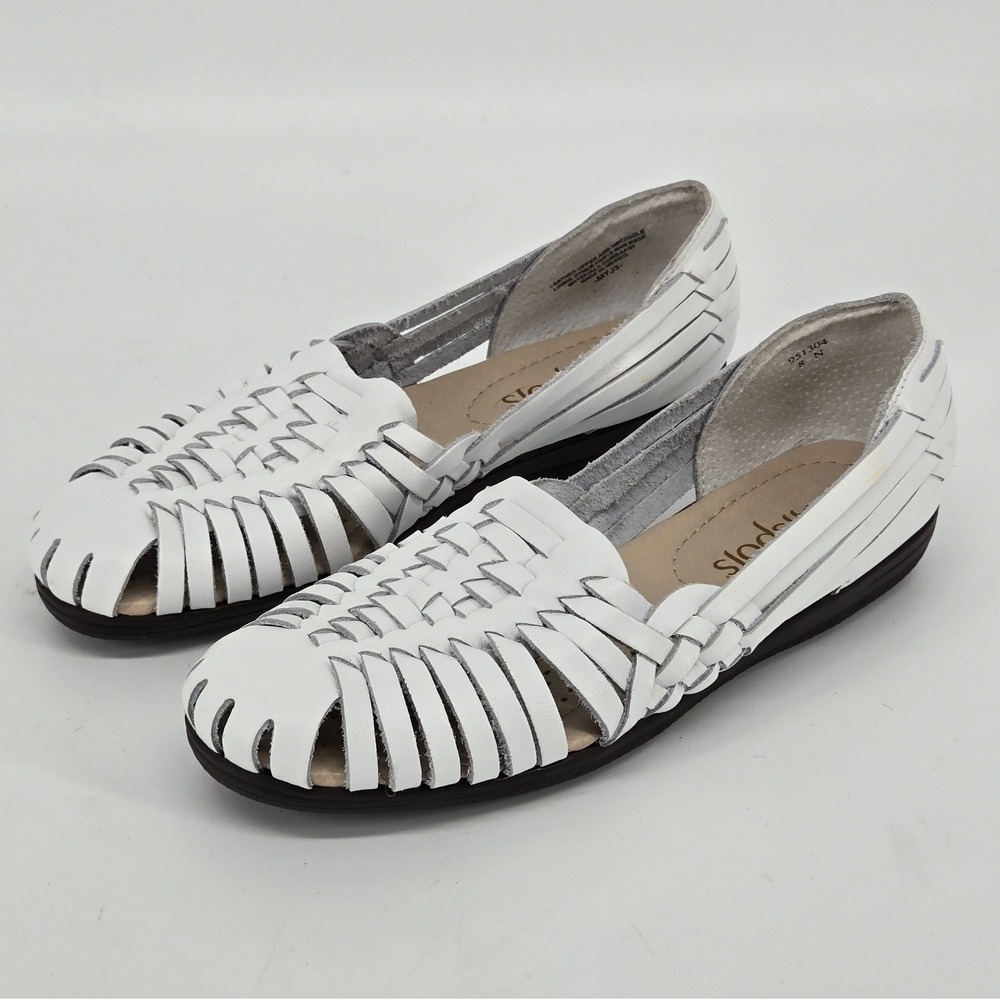 Softspots Trinidad White Leather Huarache Woven Comfort Flat Sandal Shoes 8 N